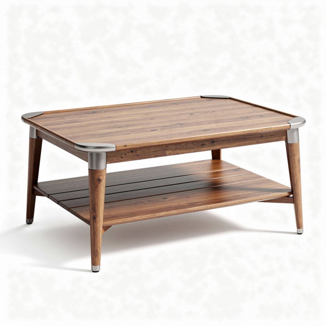 Table basse en bois avec étagère inférieure de 120 x 60 x 45 cm