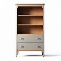 Bibliothèque en bois de chêne et MDF avec deux tiroirs couleur beige 80 x 40 x 120cm