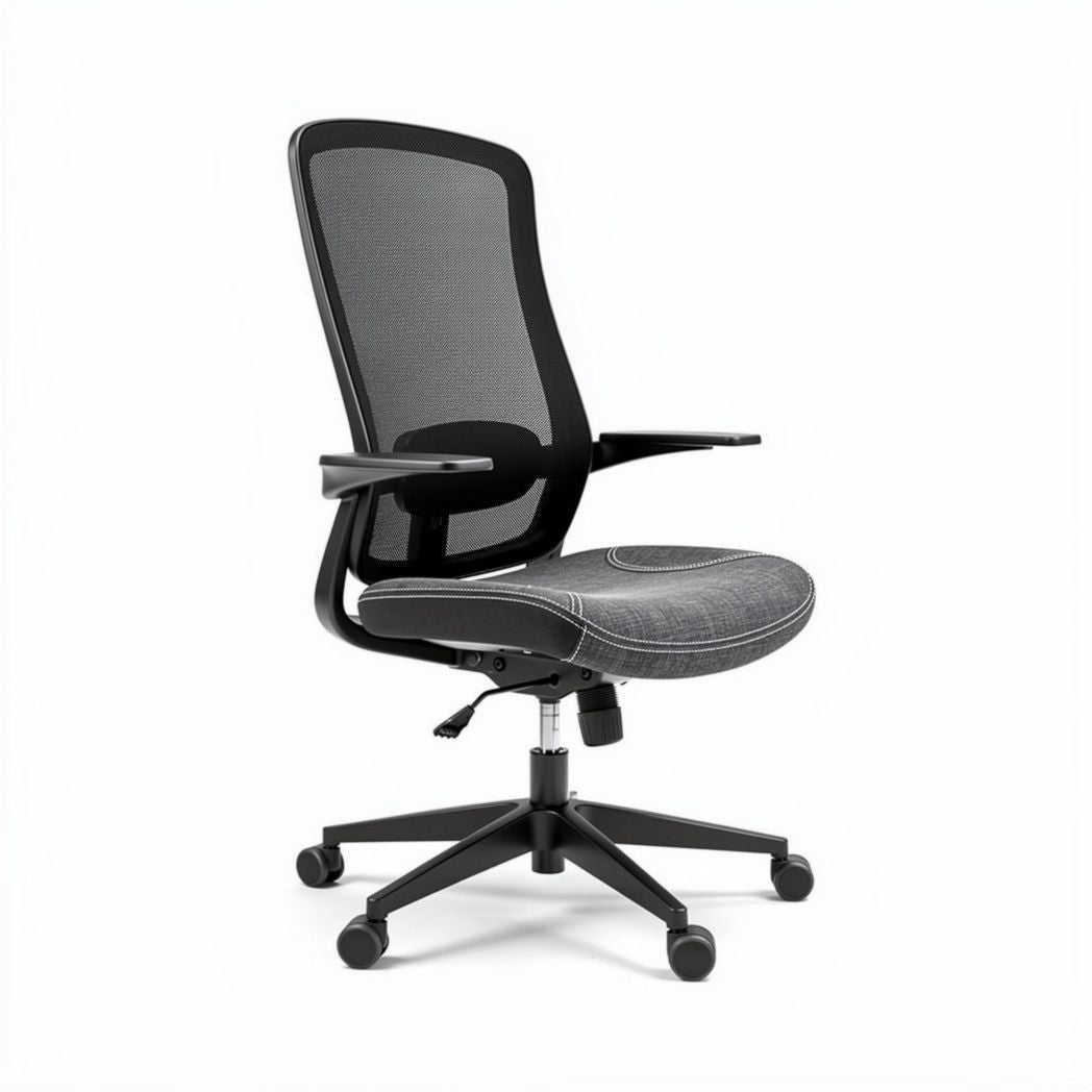 Chaise de bureau ergonomique en mesh noir avec accoudoirs et roulettes 50 x 60 x 95cm