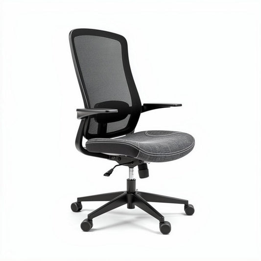 Chaise de bureau ergonomique en mesh noir avec accoudoirs et roulettes 50 x 60 x 95cm