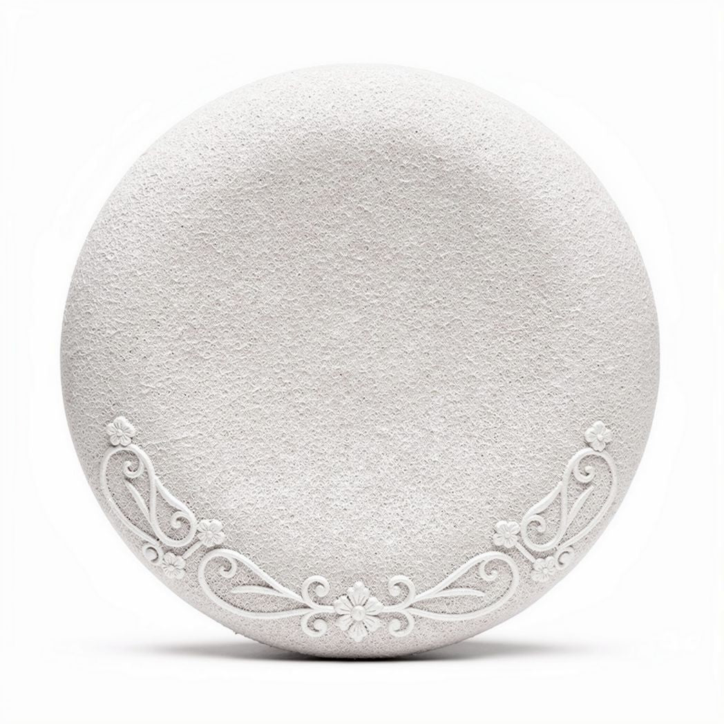 Plaque décorative en béton blanc avec motifs floraux 30 x 30 x 2cm