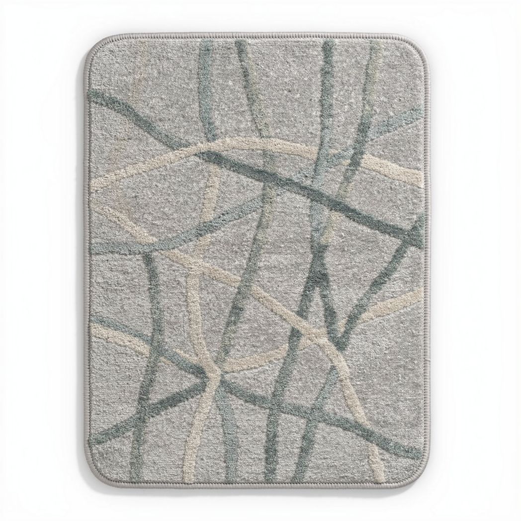 Tapis en coton gris pour intérieur dimensions 70 x 50 x 1cm motif abstrait