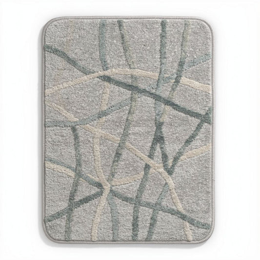 Tapis en coton gris pour intérieur dimensions 70 x 50 x 1cm motif abstrait