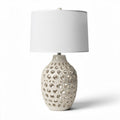 Lampe en céramique blanche avec abat-jour en tissu de 25 x 25 x 50cm