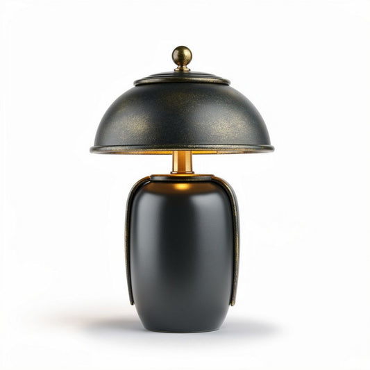 Lampe de table en métal noir avec abat-jour doré dimensions 20 x 20 x 30cm