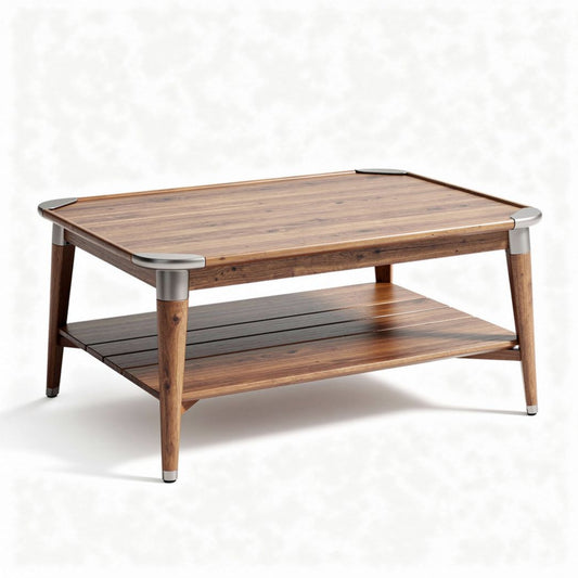 Table basse en bois avec étagère inférieure de 120 x 60 x 45 cm