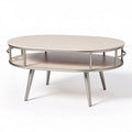 Table basse ovale en bois et métal 90 x 50 x 40cm avec étagère inférieure