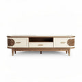 Meuble tv en bois avec tiroirs et décorations en relief 150 x 40 x 50cm